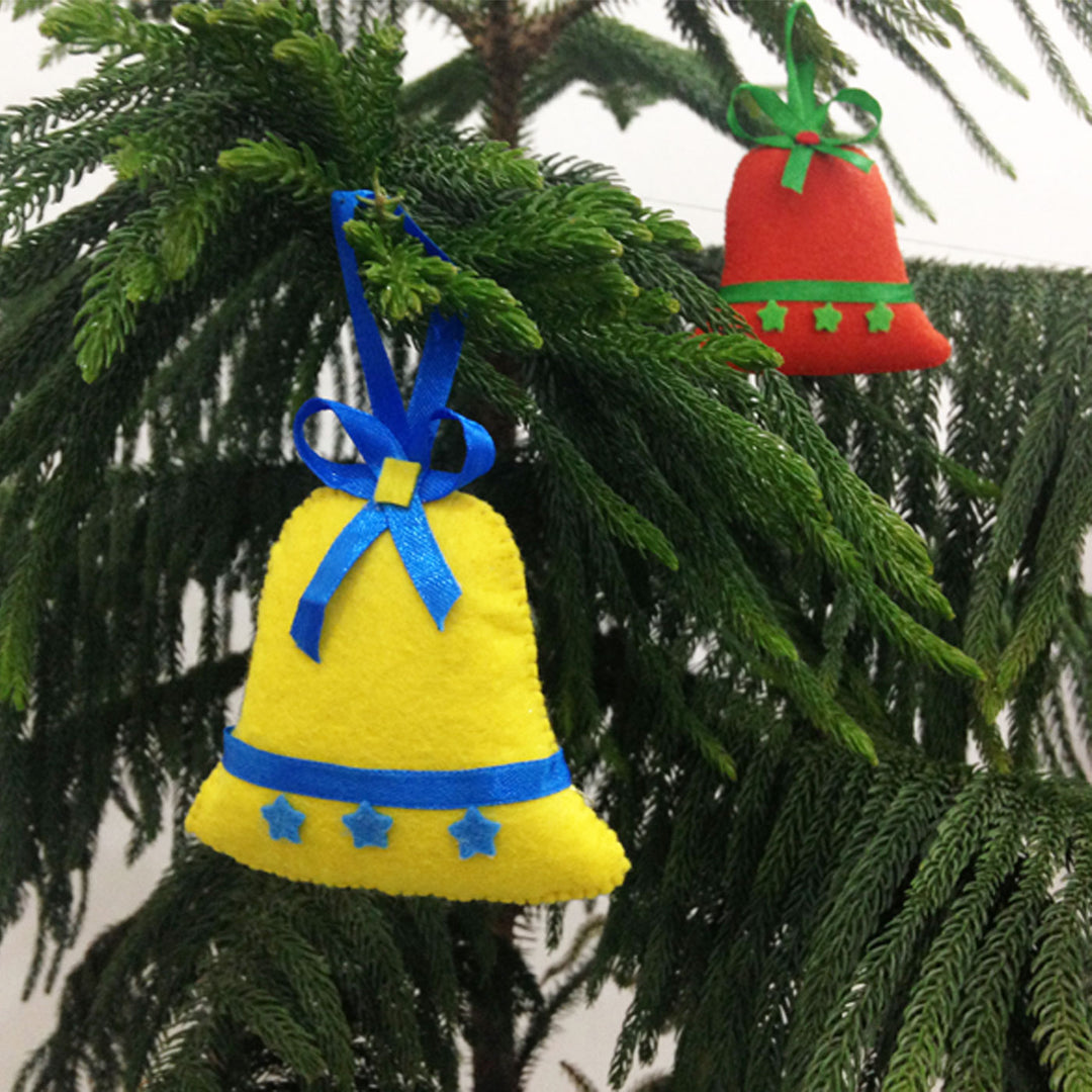 Handcrafted Felt 3D Bells Christmas Ornament | Pack of 4