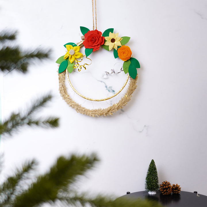 Handmade Jute Christmas Floral Wreath