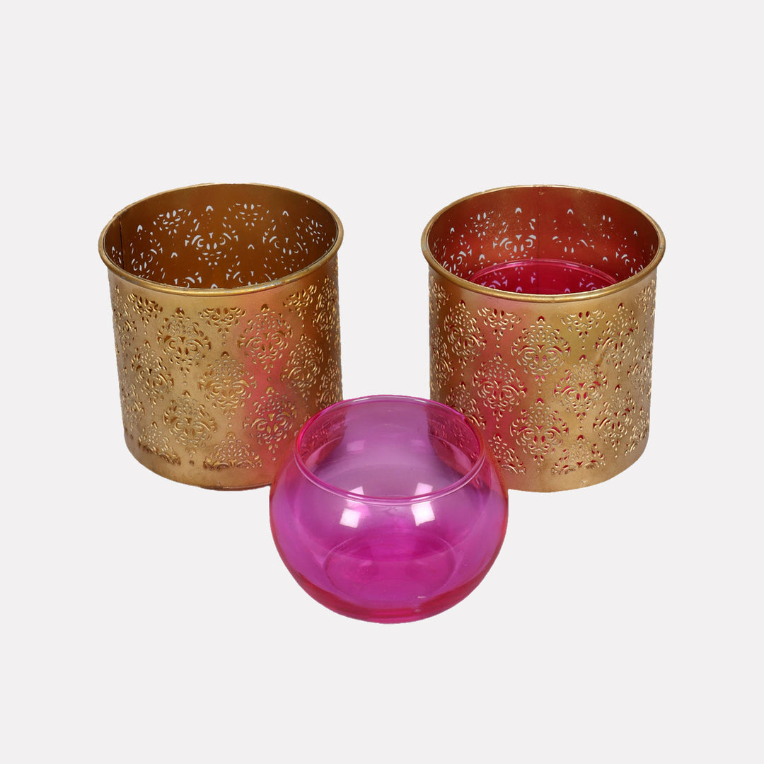 Gandhara Votives with Glass Tealight holder - Set of 2