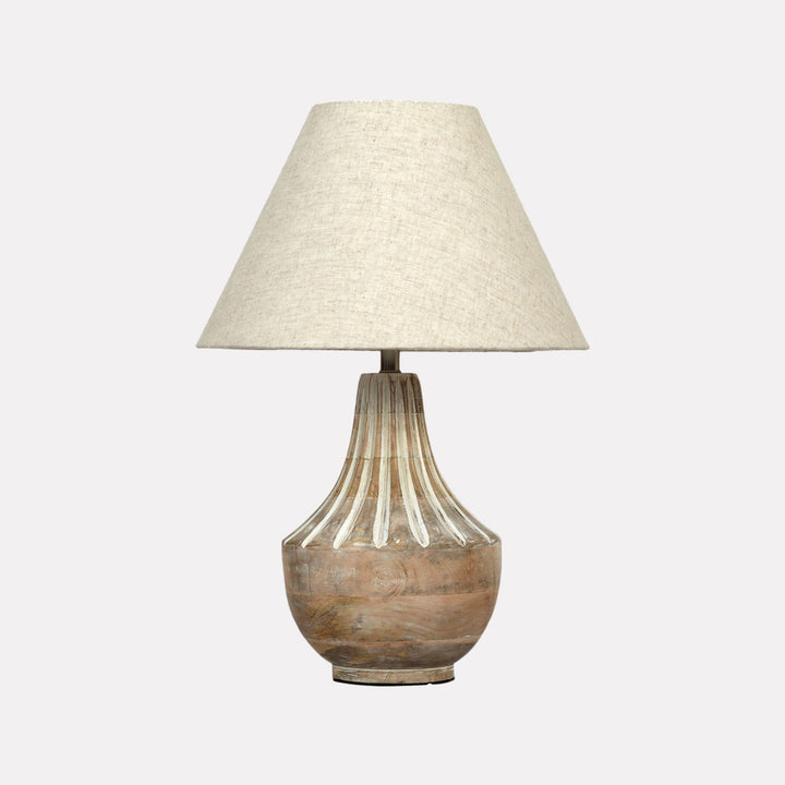 Ekatra Carving Mango Wood & Jute Table Lamp