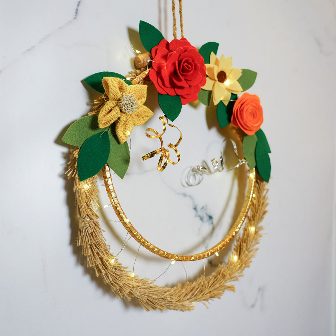 Handmade Jute Christmas Floral Wreath