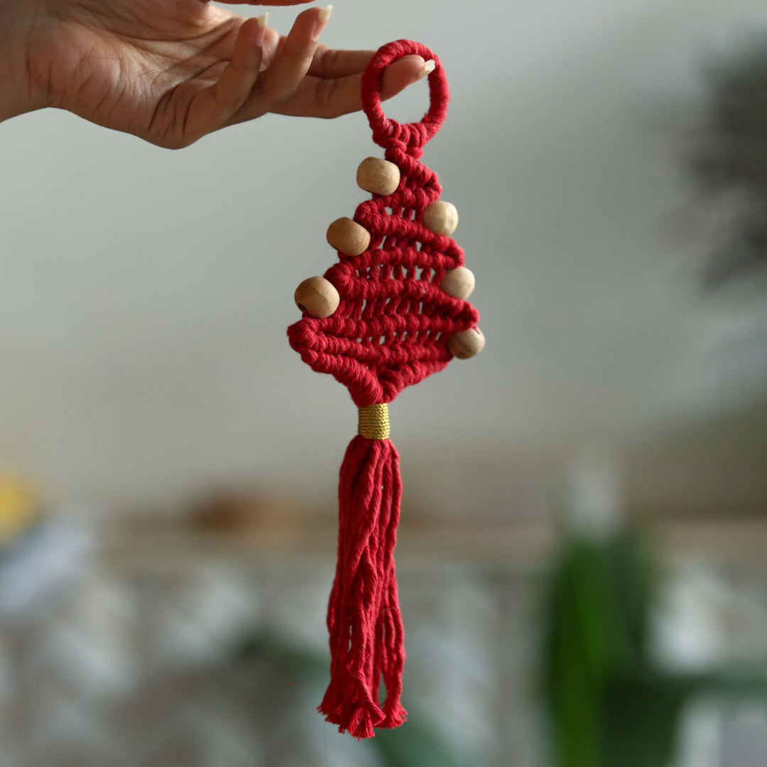 Macrame Christmas Tree Ornament | Pack of 7