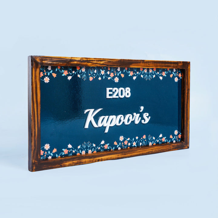 Personalized Nayab Floral Printed Nameplate with 3D Letters