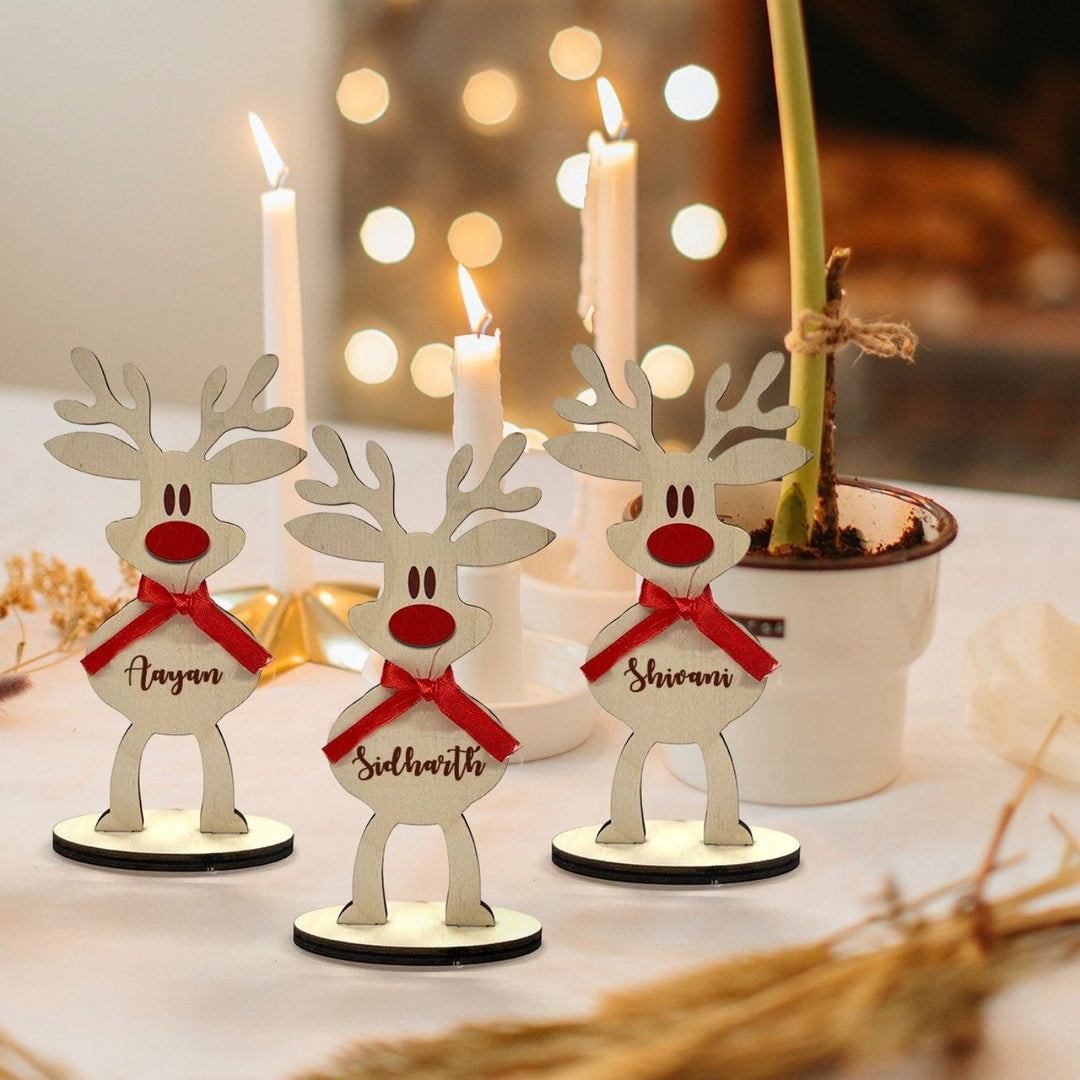 Personalised Wooden Reindeer Christmas Table Decor