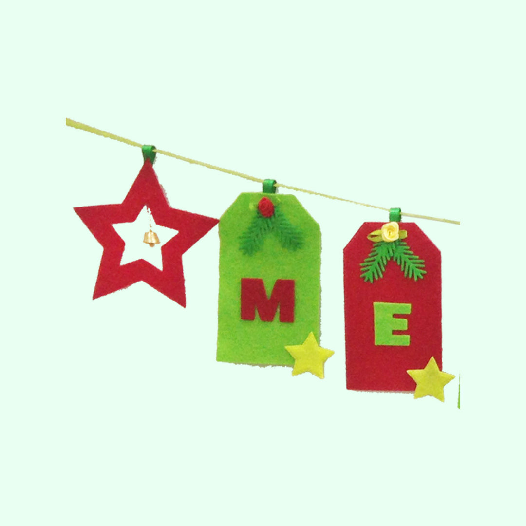 Handmade Merry X-Mas Felt Garland/ Bunting For Christmas Door Decoration