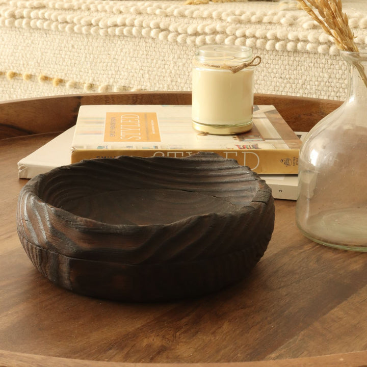 Japanese Yakisugi Pine Wood Charred Bowl