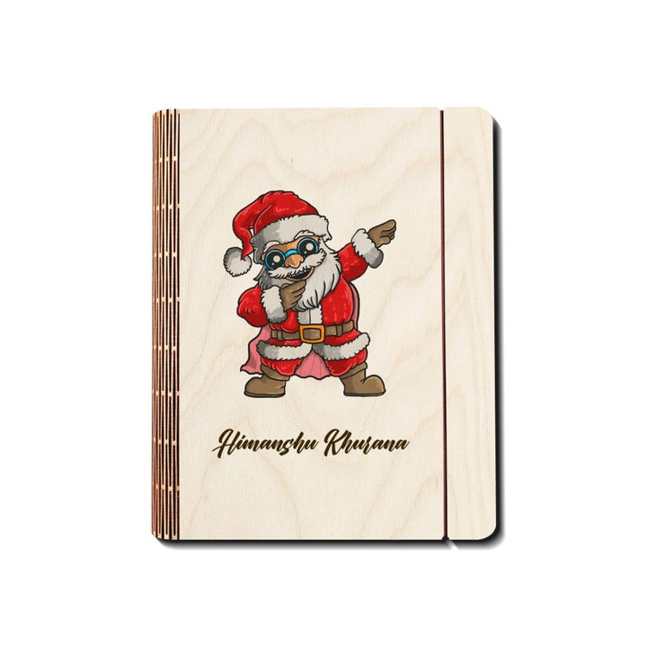 Wooden Personalized Christmas Santa Notebook Binder | A5, 50 Blank Pages, 120 GSM