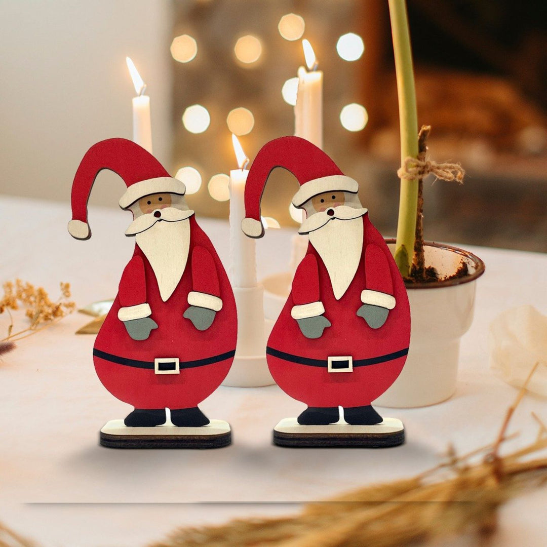 Adorable Wooden Santa Christmas Table Decor