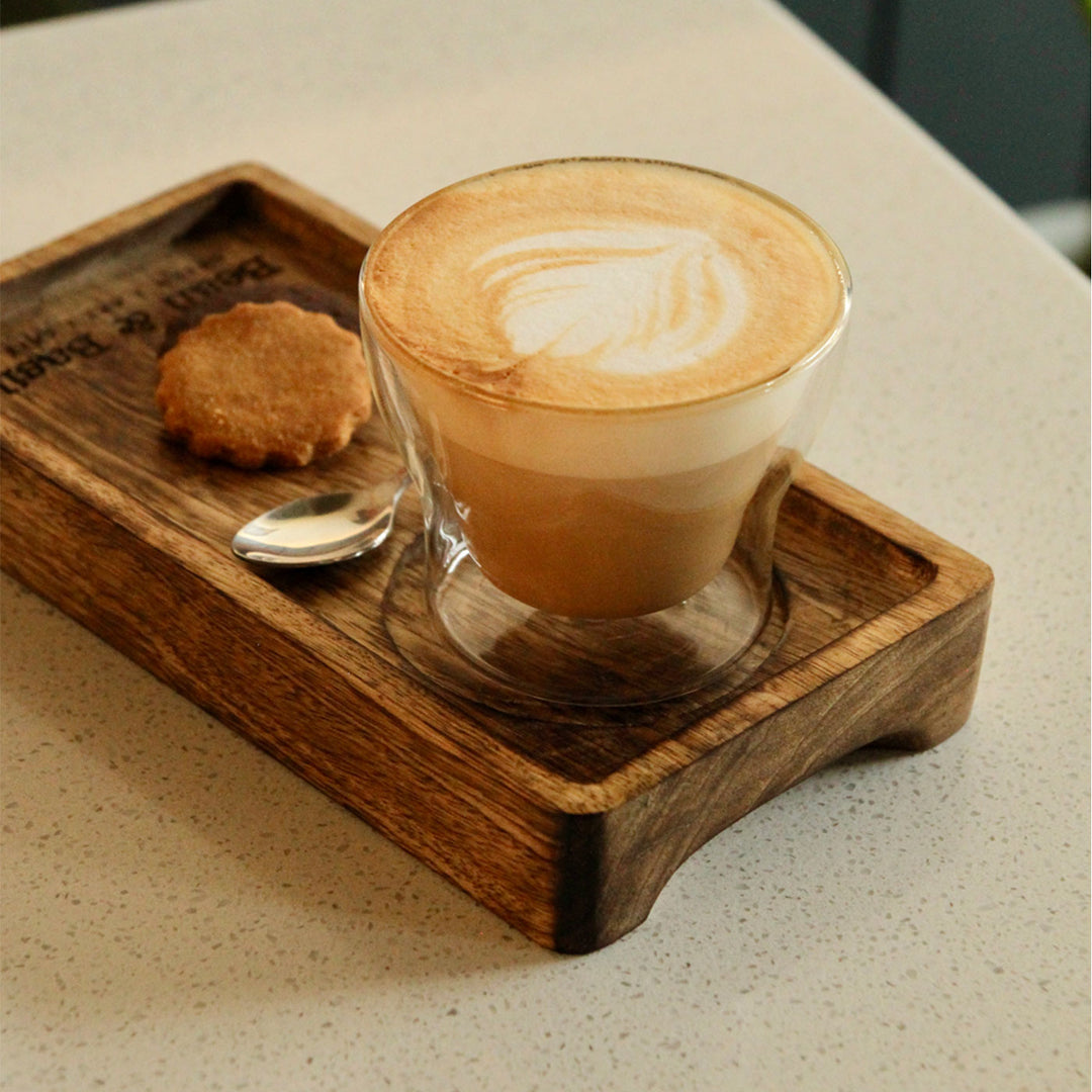 Seasoned Mango Wood Cup Holder & Cookie Tray