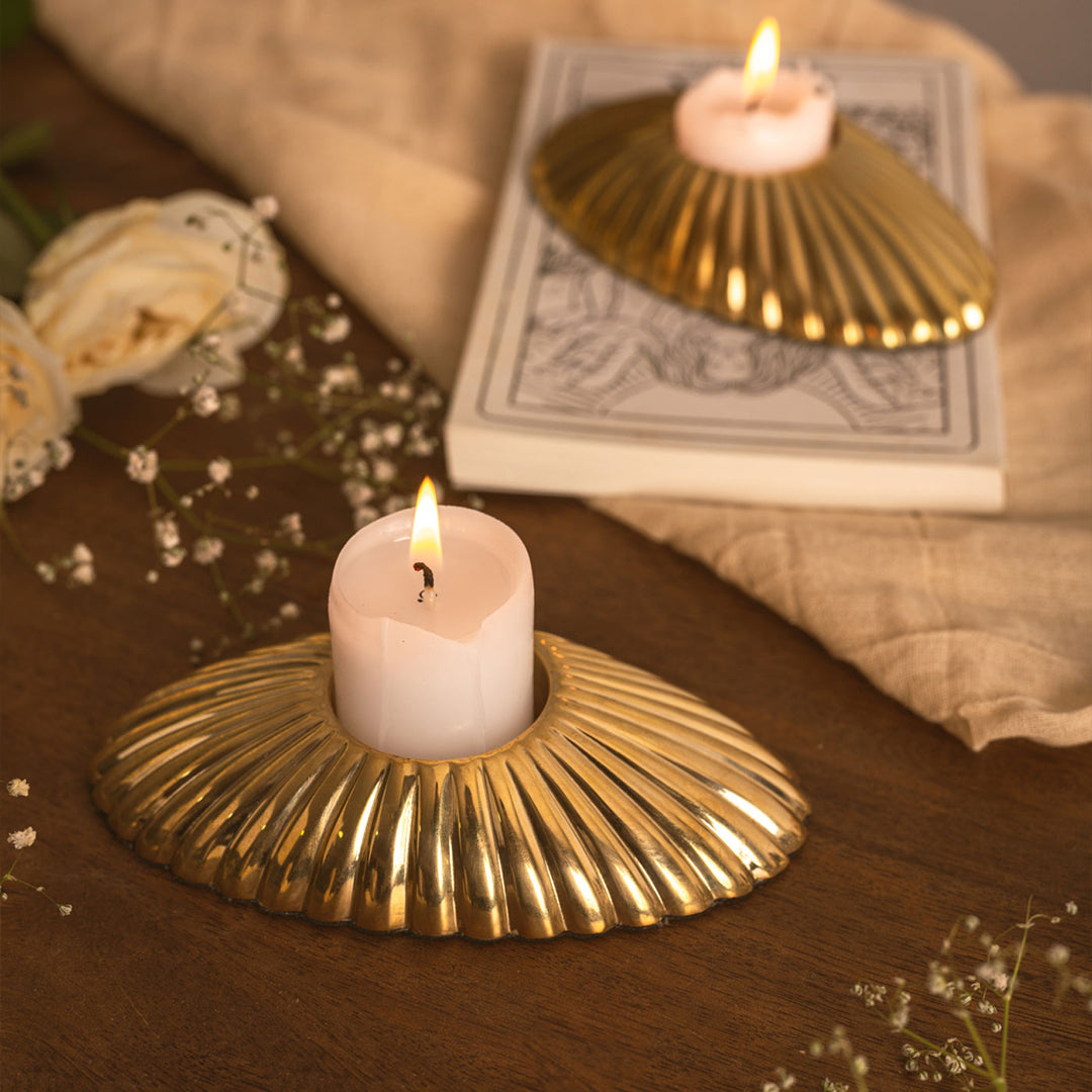 Handcrafted Oval Brass Candle Holder