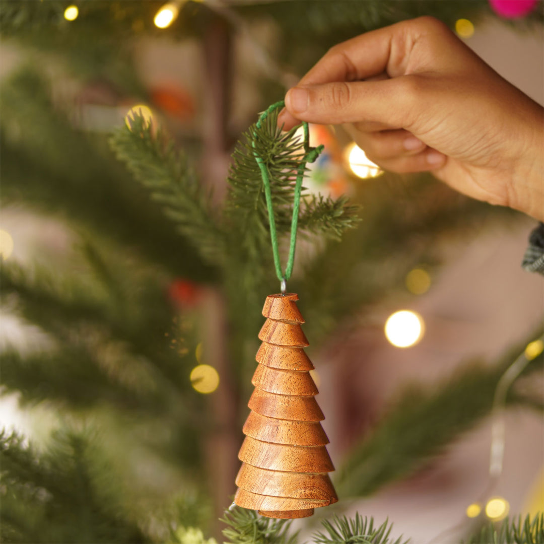 Handcrafted Wooden Christmas Tree Ornaments | Set of 3