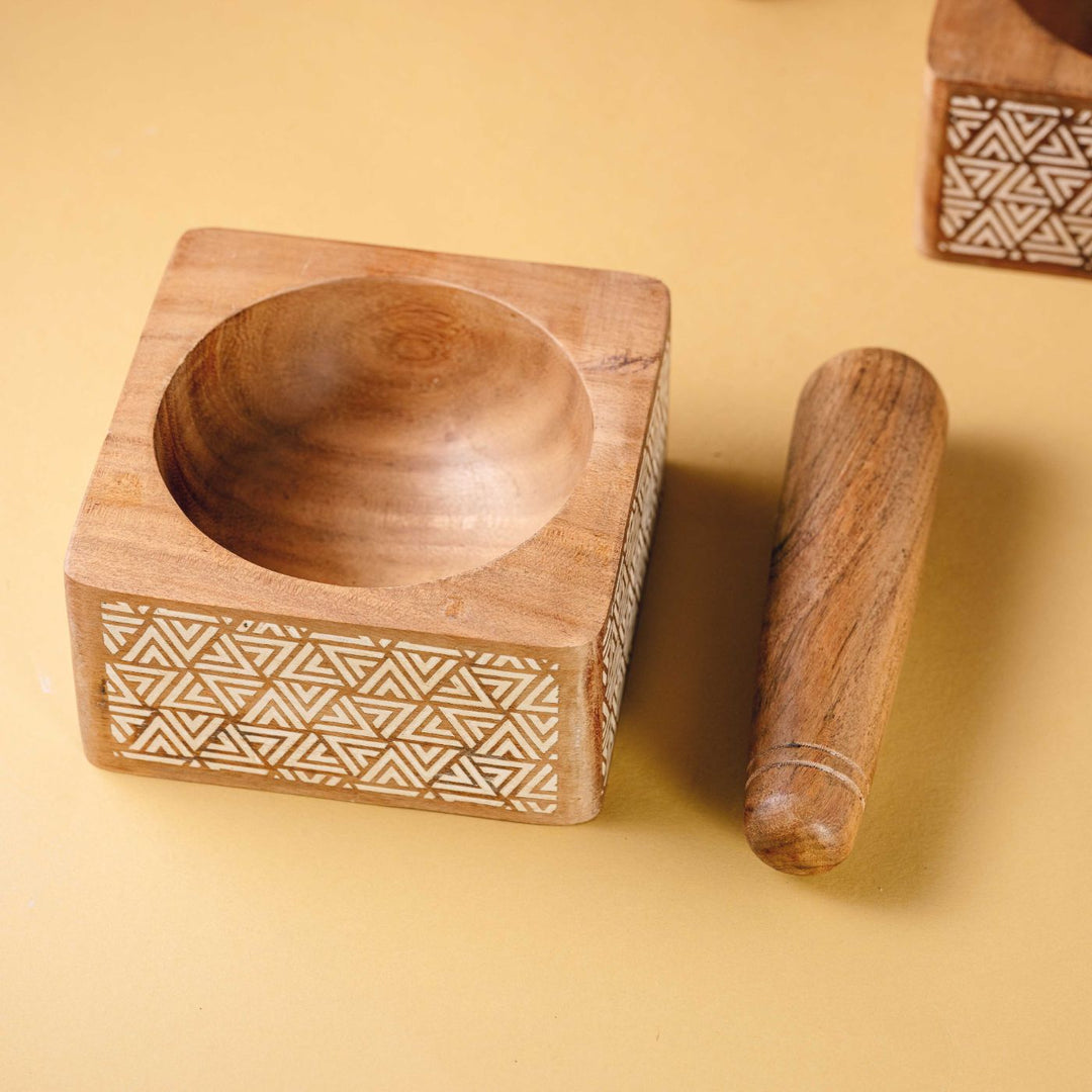 Okhli Handcarved Premium Wood Mortar & Pestle Set