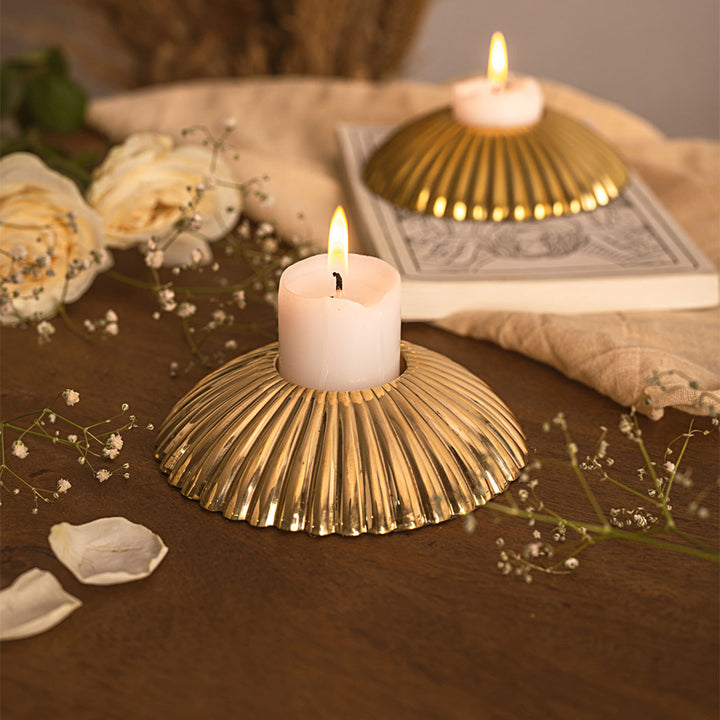 Handcrafted Round Brass Candle Holder