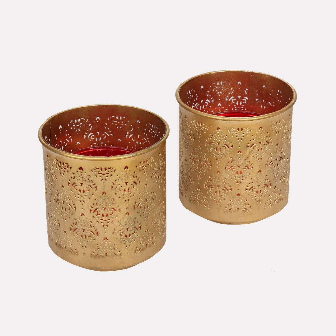 Gandhara Votives with Glass Tealight holder - Set of 2