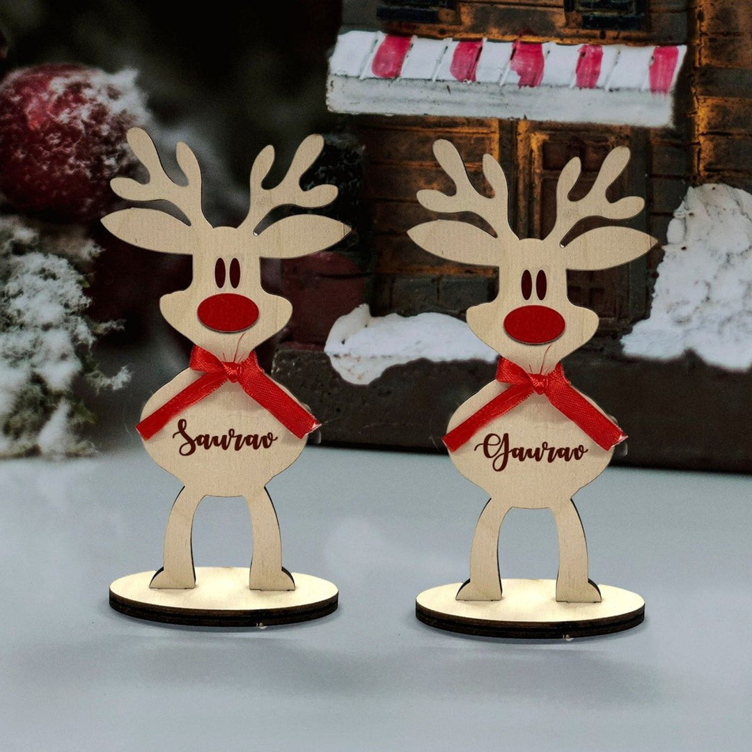 Personalised Wooden Reindeer Christmas Table Decor