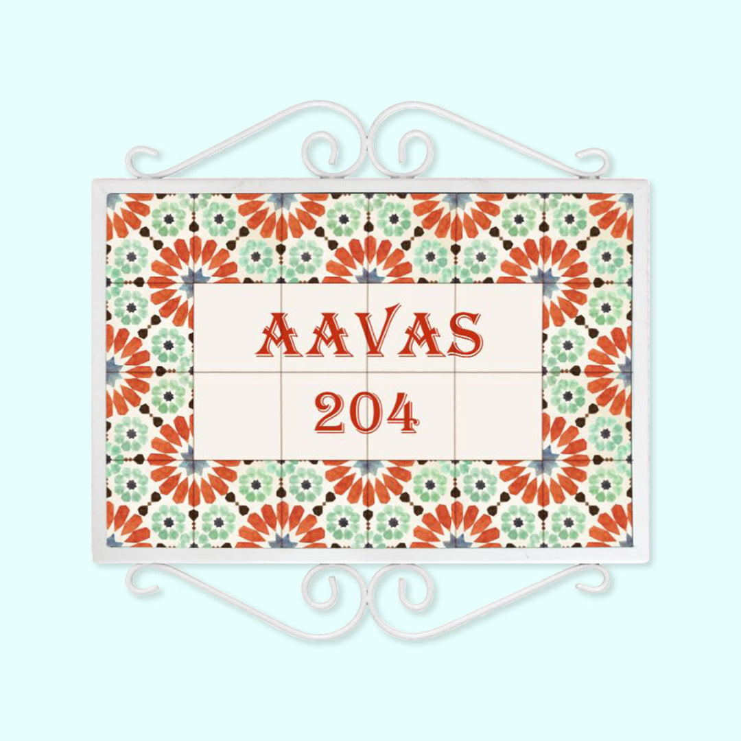 Handpainted Metal Frame Mosaic Style Nameplate