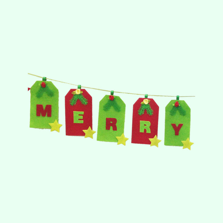 Handmade Merry X-Mas Felt Garland/ Bunting For Christmas Door Decoration