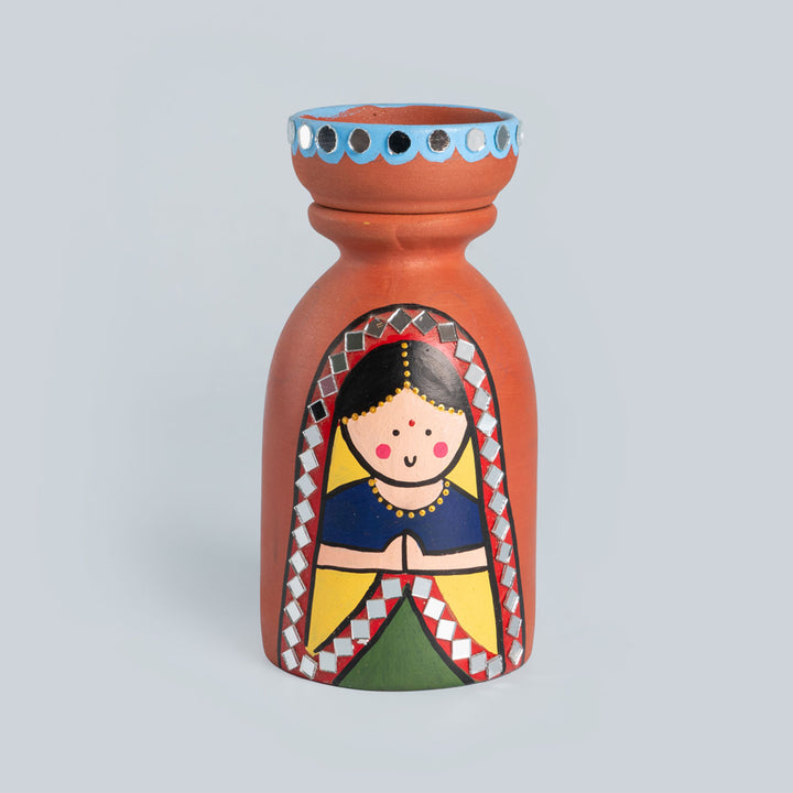 Handpainted Terracotta Tealight Holder Set & Diya Hamper