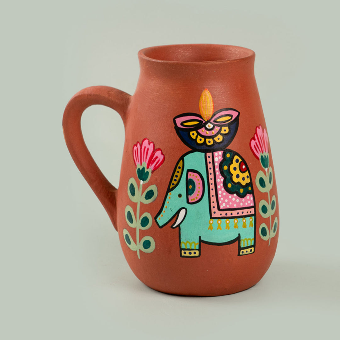 Handpainted Terracotta Mug & Diya Diwali Hamper