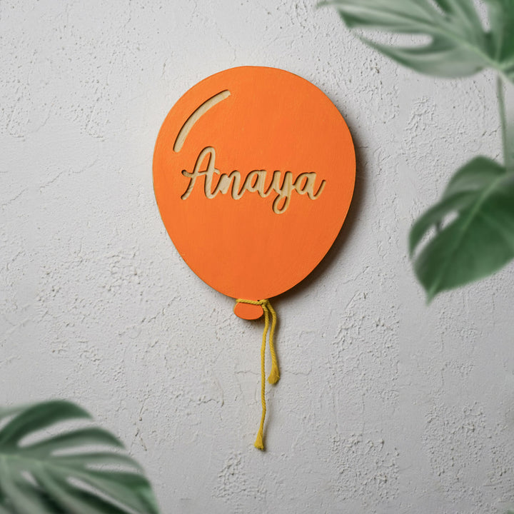 Handpainted Balloon Wooden Kids Nameplate