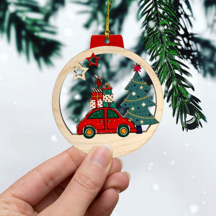 Wooden Round Christmas Ornaments | Pack of 3