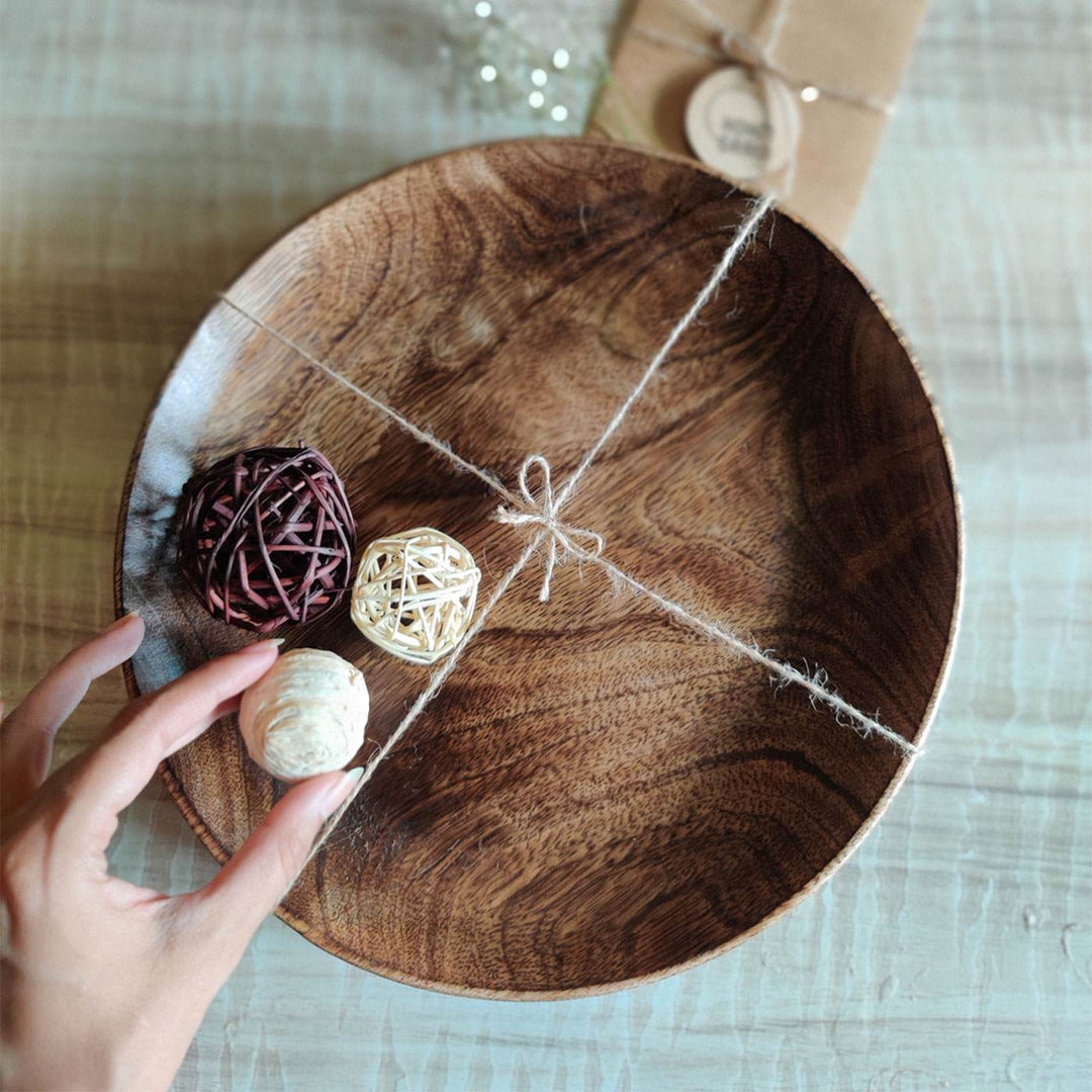 Seasoned Single Mango Wood Piece Round Platter