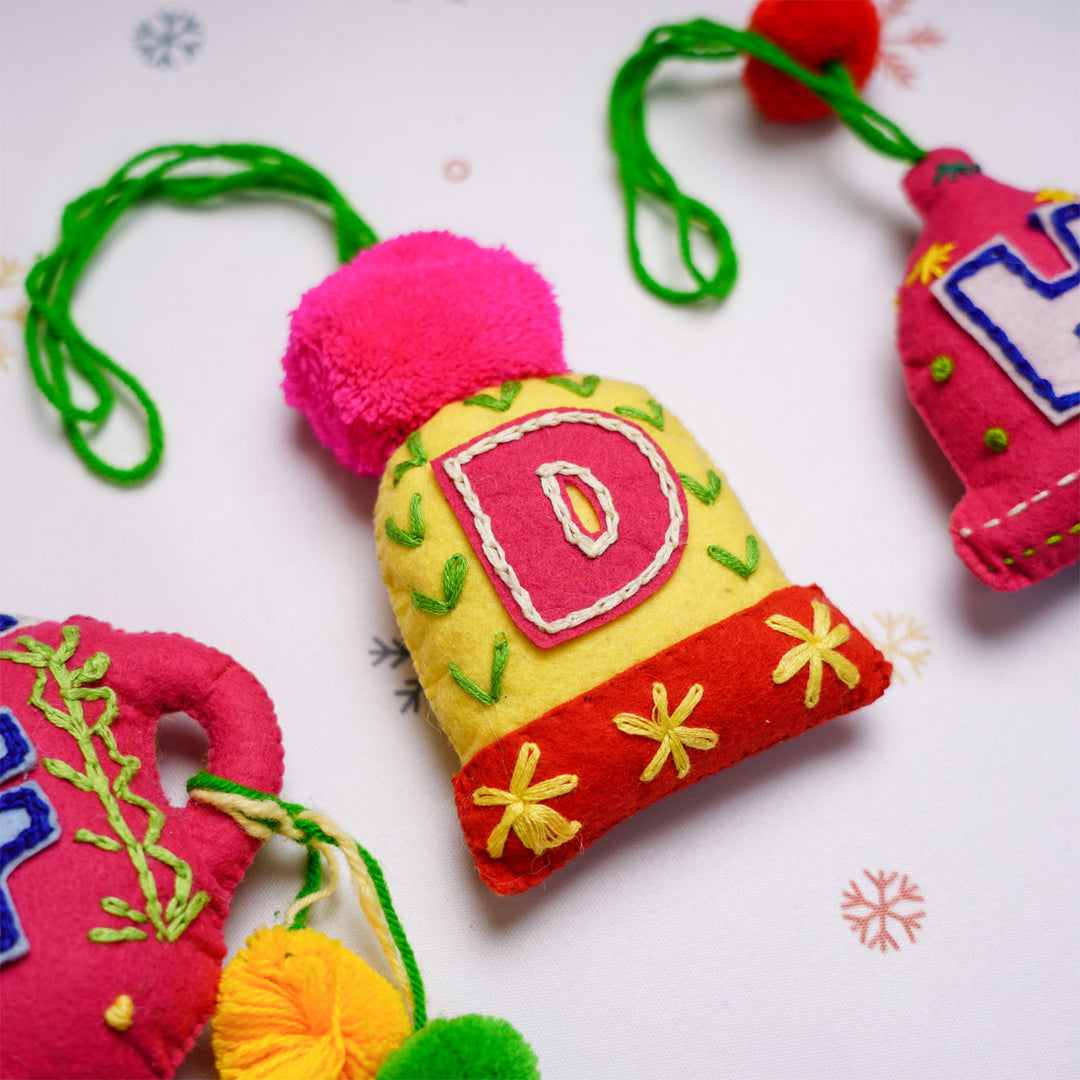 Personalised Hand Embroidered Christmas Ornaments | Set of 3