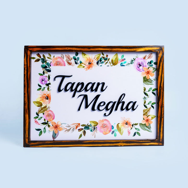 Personalized Floral Printed Nameplate with 3D Letters