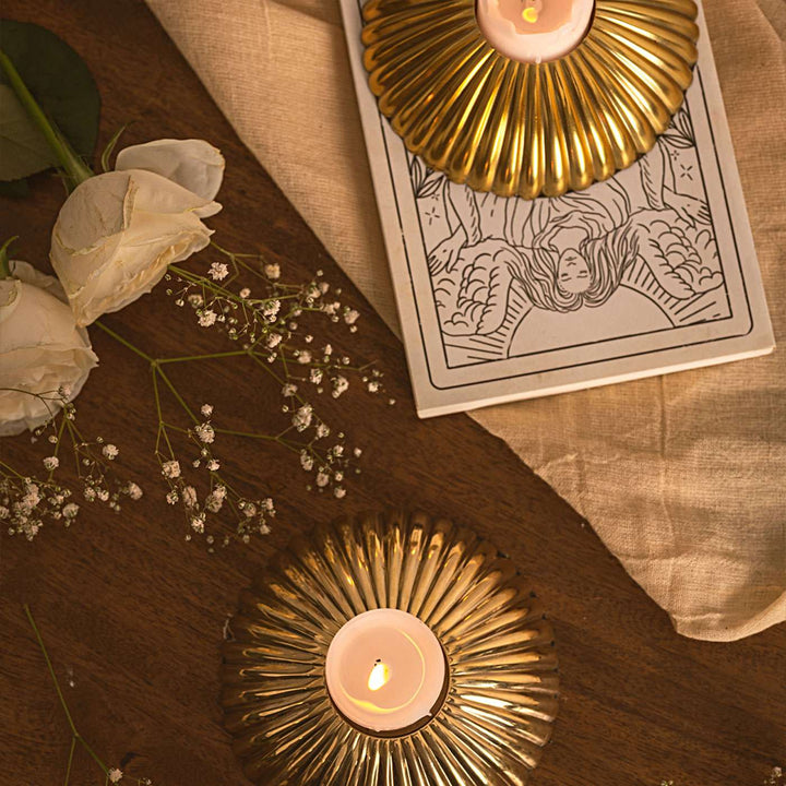 Handcrafted Round Brass Candle Holder