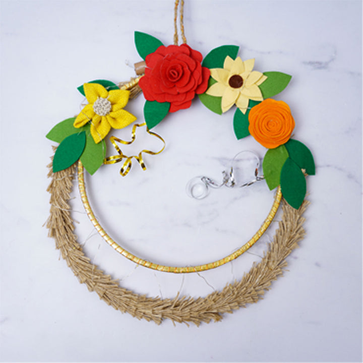 Handmade Jute Christmas Floral Wreath