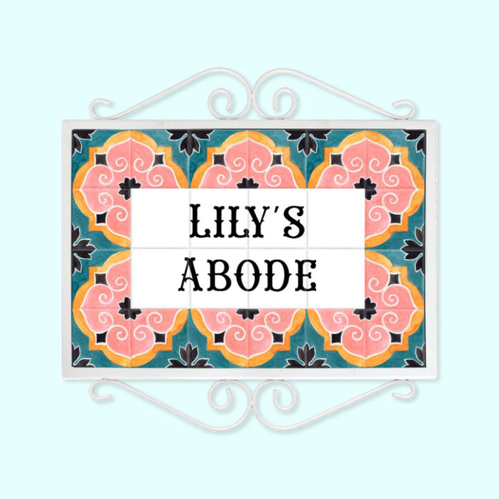 Handpainted Metal Frame Mosaic Style Nameplate