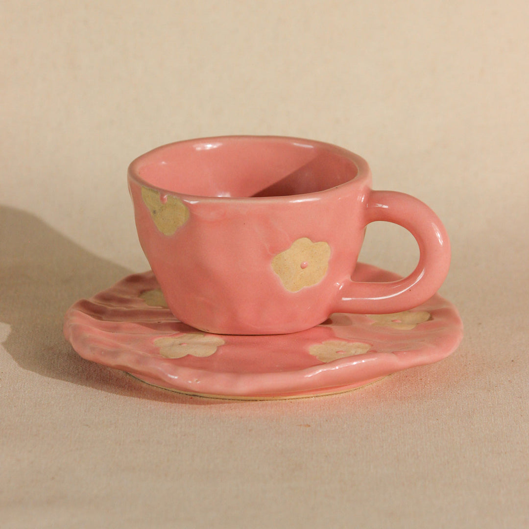 Handpainted Clouds Ceramic Mug & Saucer Set