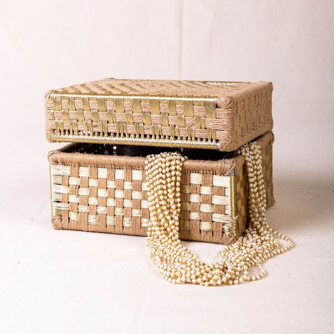 Handwoven Metal Frame Trunk/Jewelry Box | Small