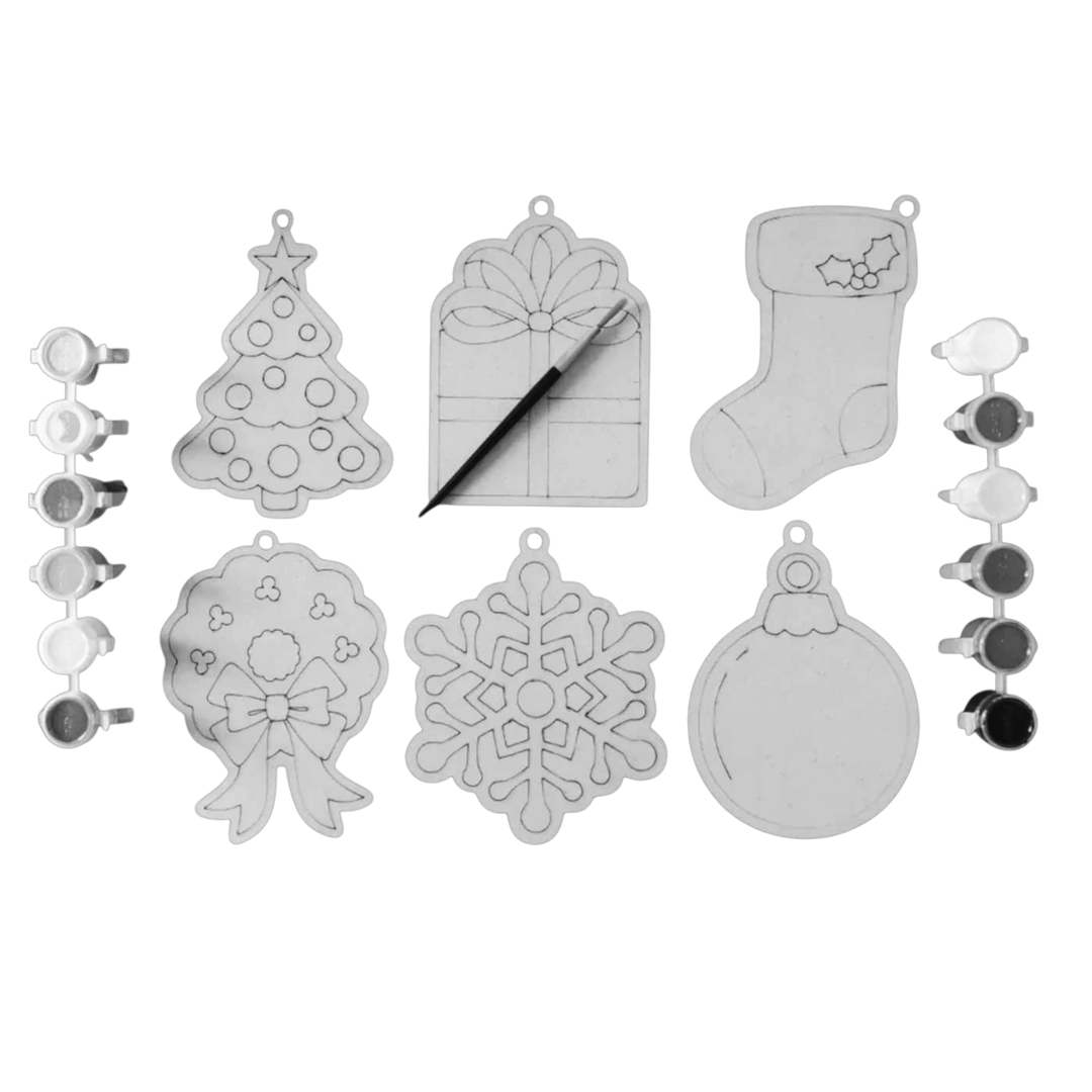 Ready To Paint Christmas Ornaments Diy Kit For Christmas Tree Decoration | Set Of 9