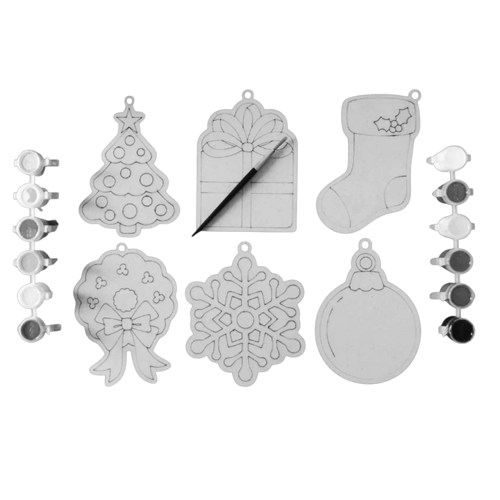 Ready To Paint Christmas Ornaments Diy Kit For Christmas Tree Decoration | Set Of 9