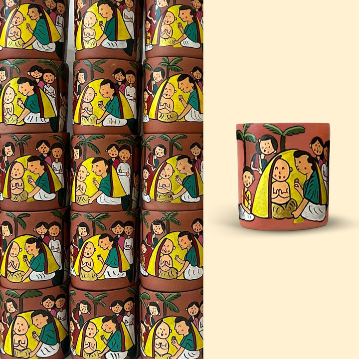 MOQ 10pcs | Handpainted Terracotta Large Planterpot With Custom Artwork