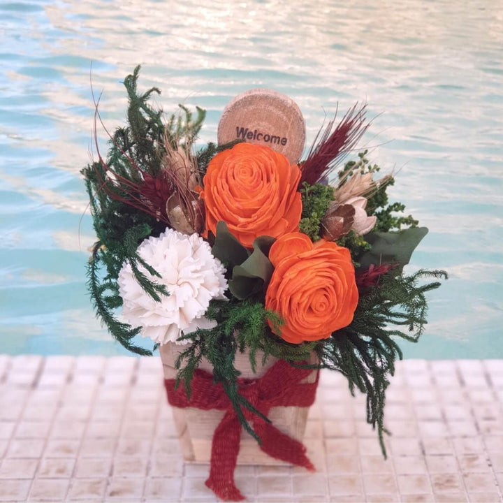 Handmade Orange & White Shola Flower Centerpiece