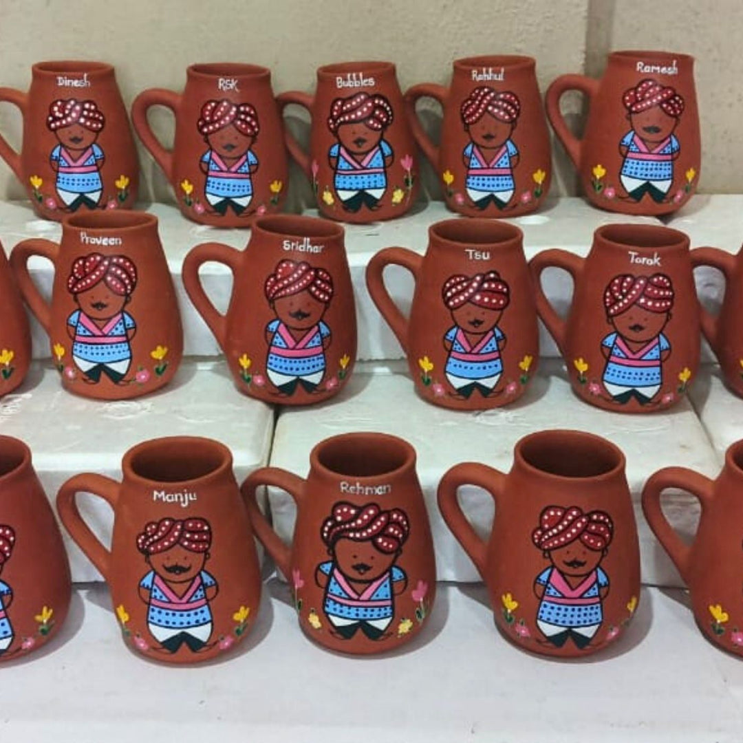 Handpainted Clay Mugs with Regional Characters For Couples & Wedding Gifts