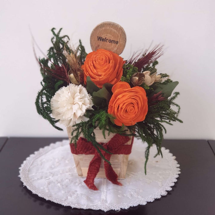 Handmade Orange & White Shola Flower Centerpiece