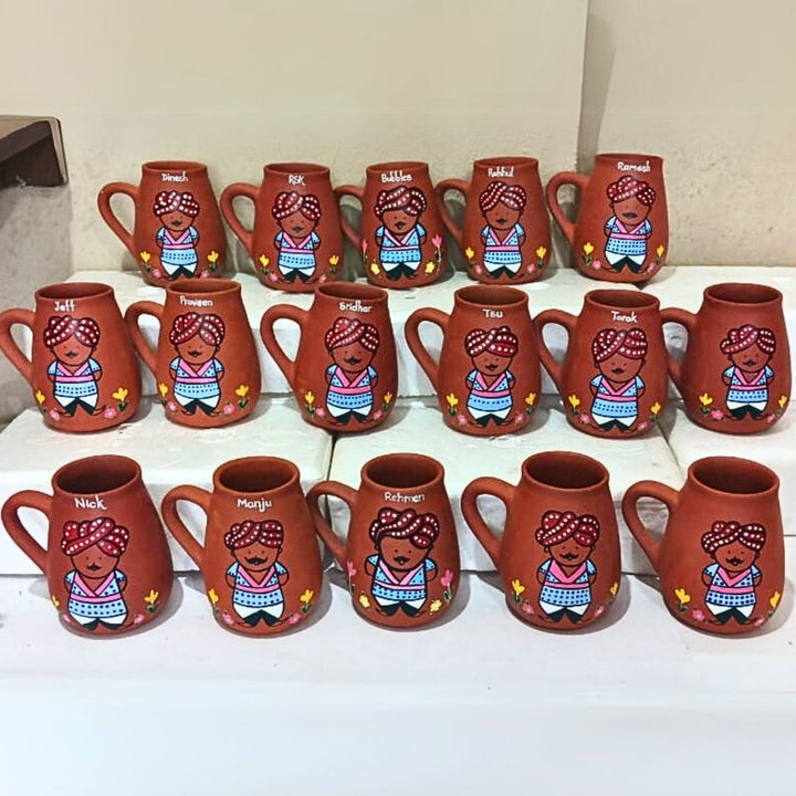 Handpainted Clay Mugs with Regional Characters For Couples & Wedding Gifts