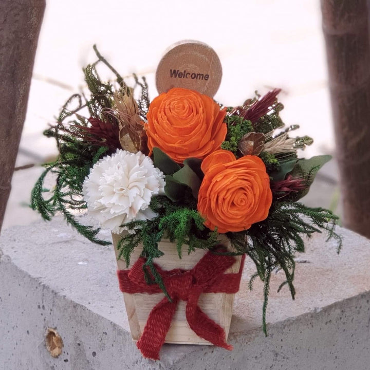 Handmade Orange & White Shola Flower Centerpiece