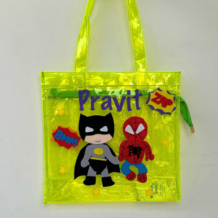 Personalized Handmade Superhero Theme Kids Tote Bag