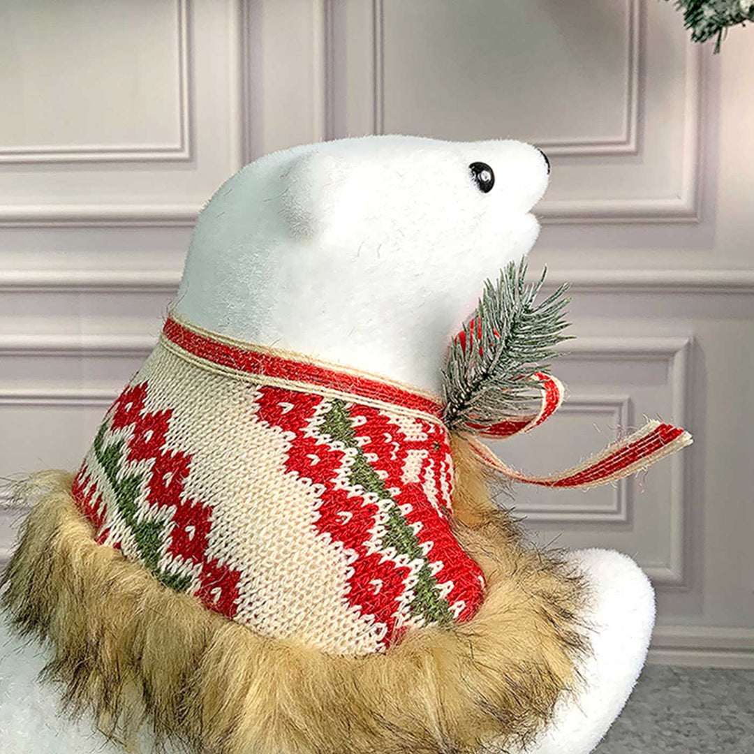 Medium Snow Polar Bear Decor For Christmas Table Decoration