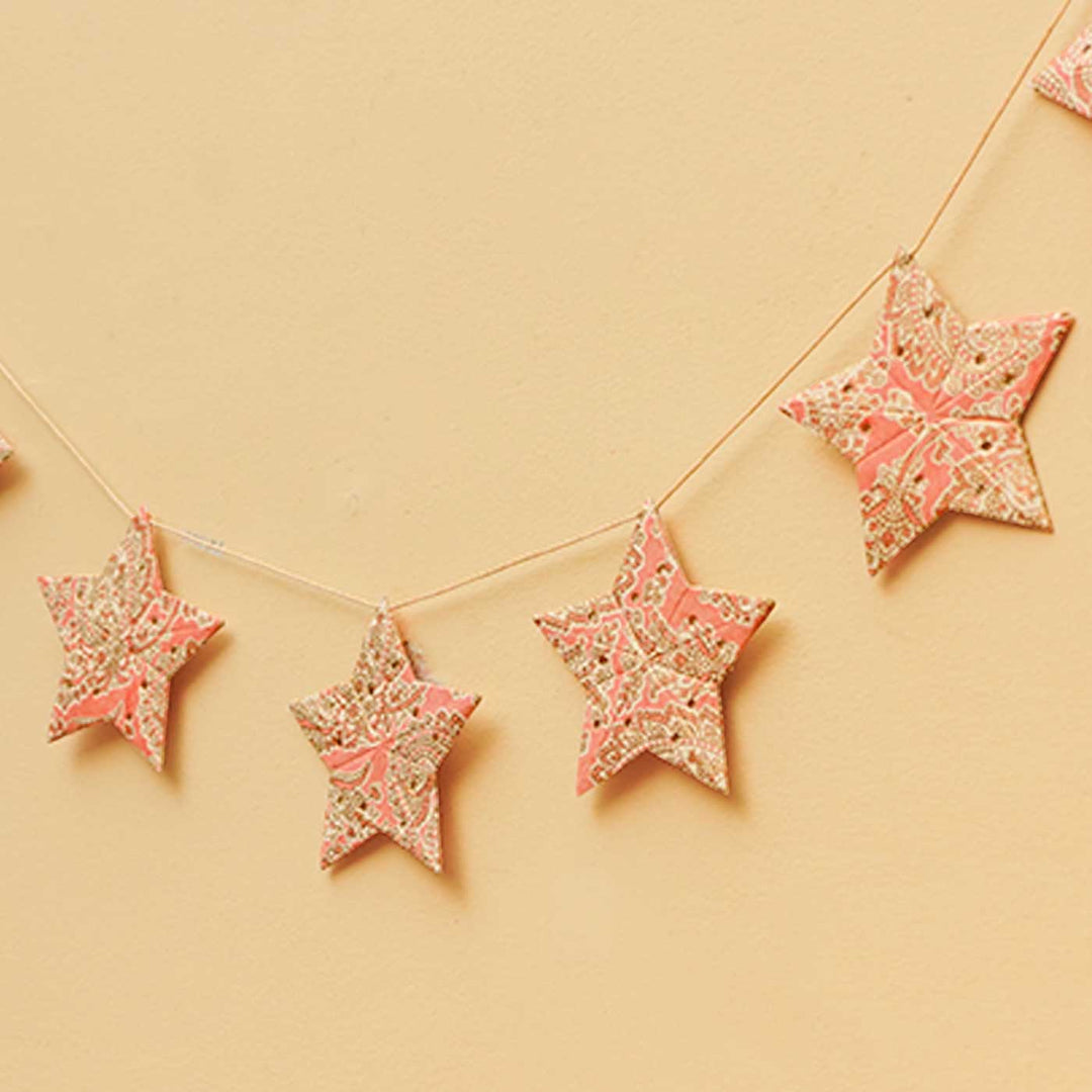 Handmade Paper Anokhi Pink Star Bunting