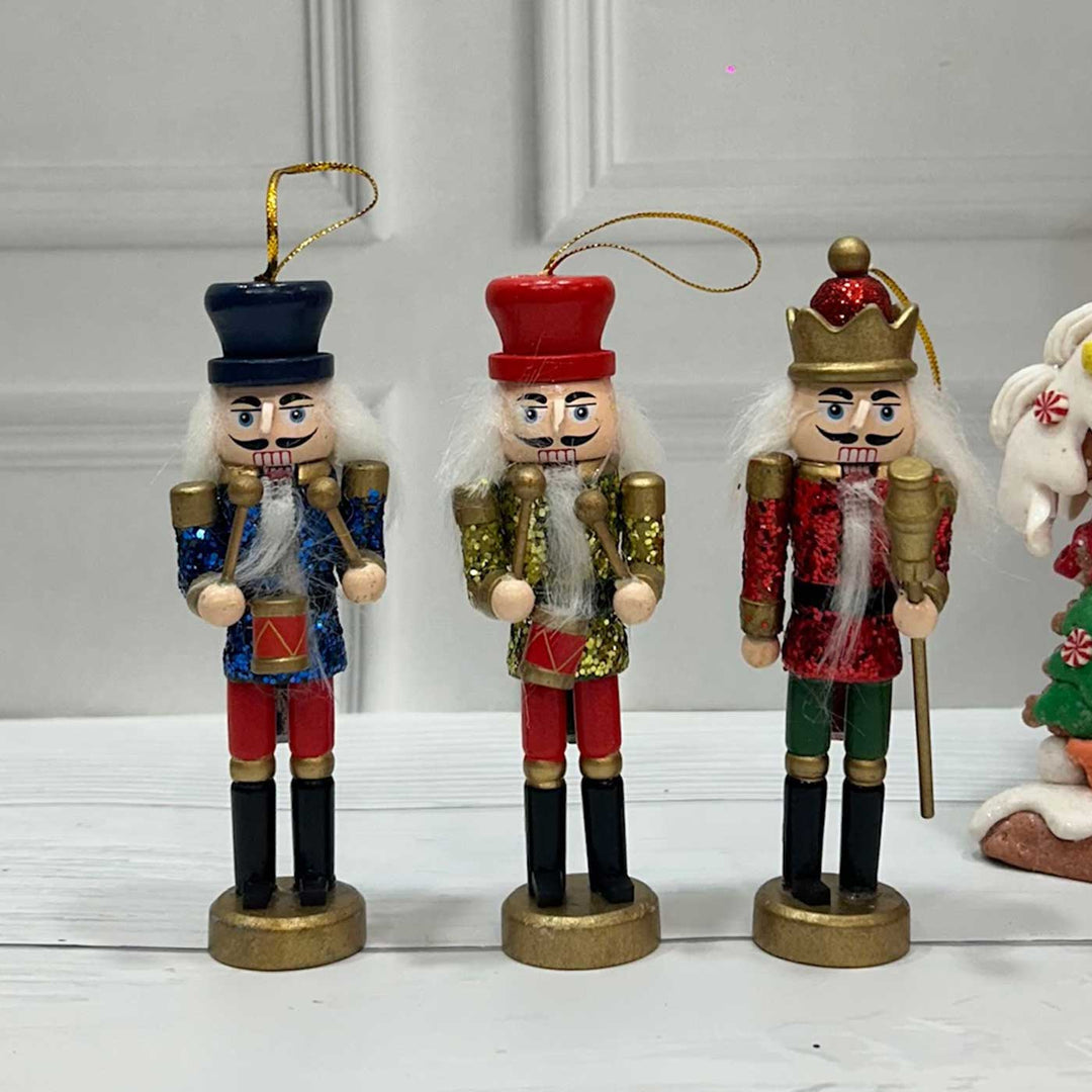 Handmade Symphony Nutcracker Wooden Ornaments For Christmas Tree Decoration | Set Of 3