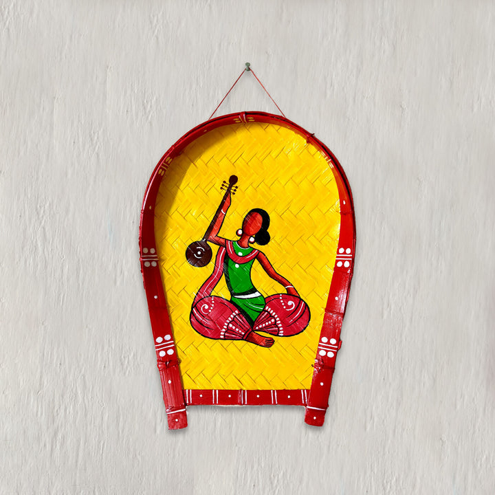 Handpainted Bengali Themed Bamboo Wall Decor