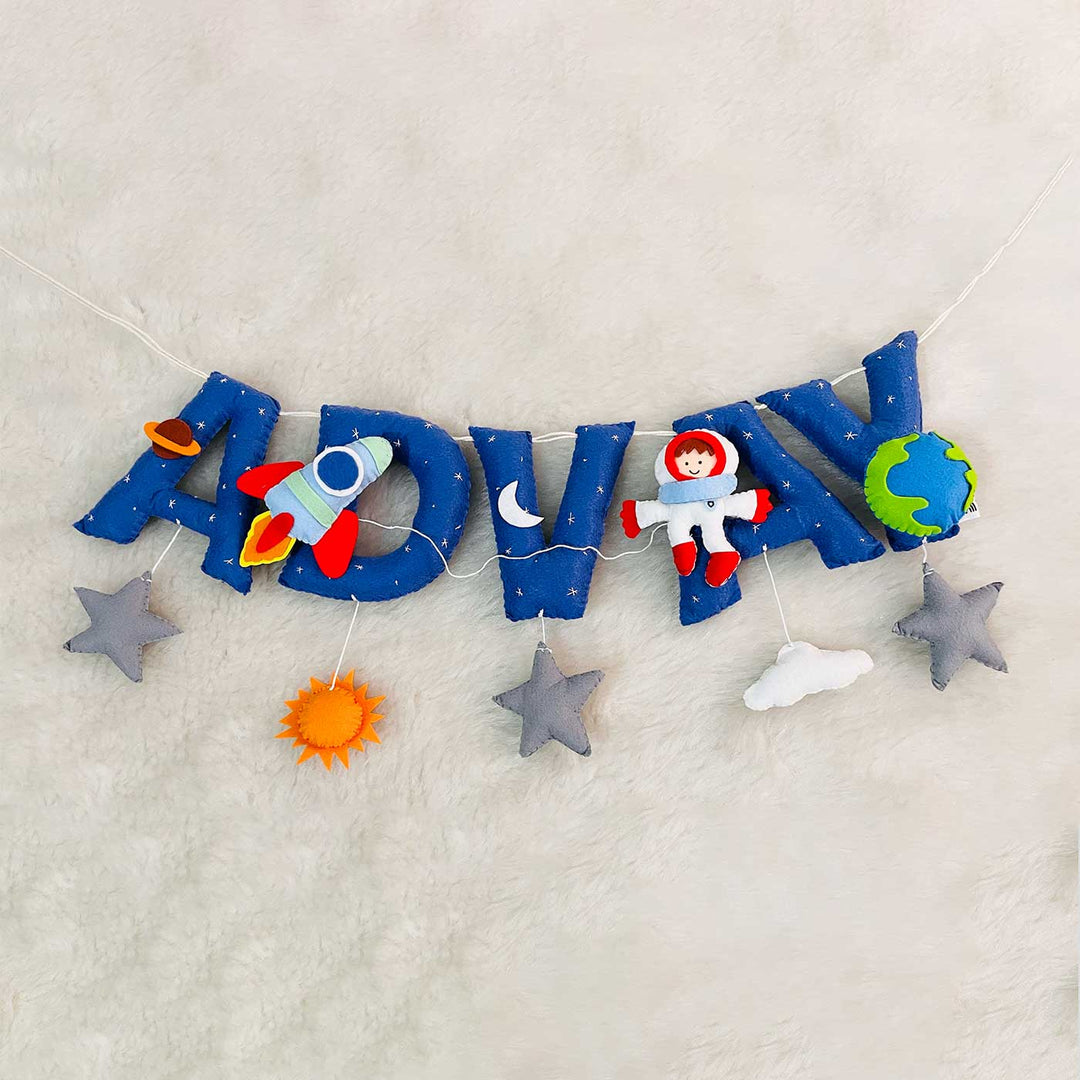 Handcrafted Personalized Space Themed Bunting For Kids