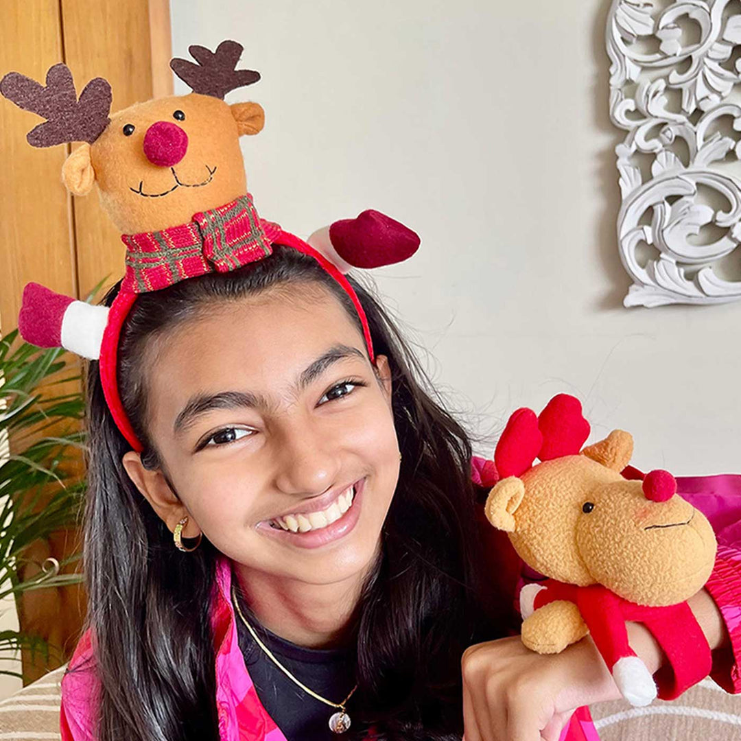 3D Reindeer Theme Kids Hairband | Xmas Gifting Ideas | Set Of 2