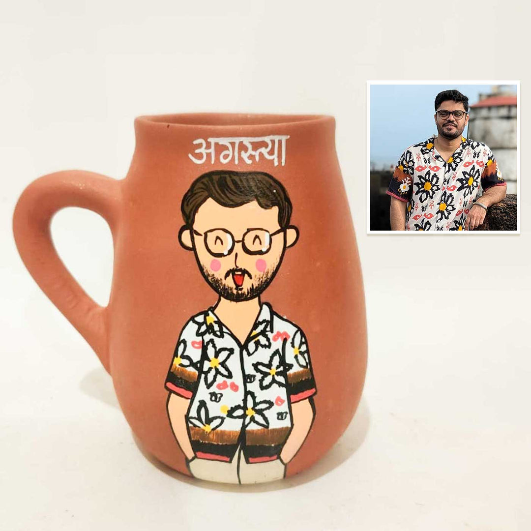 Personalised Terracotta Mugs with Photo Based Caricatures