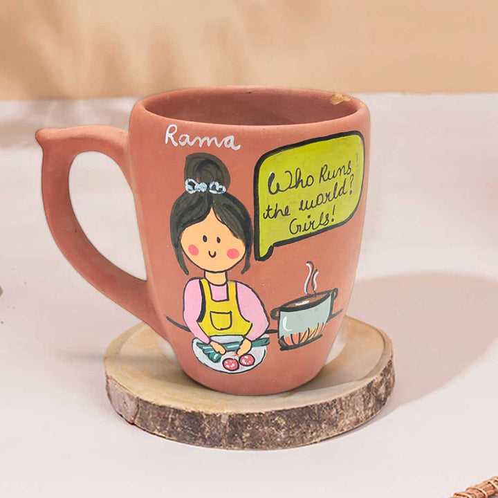 Handpainted Personalised 3D Terracotta Mug with Chef Avatar Illustrations and Quote